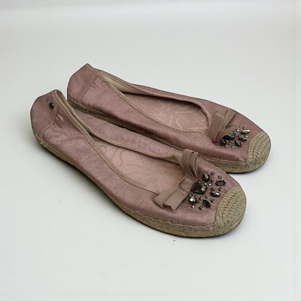 Simply Vera Vera Wang Svorla Pink Rhinestone Beaded Embellished Bow Flats